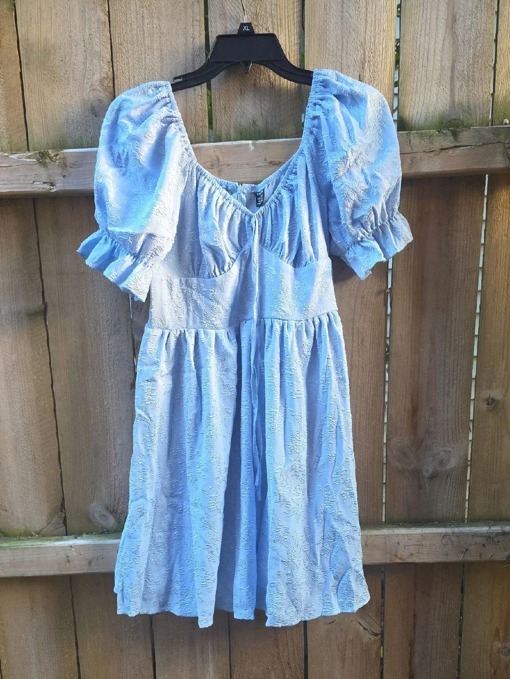 SHEIN Light Blue Puff-Sleeve Dress